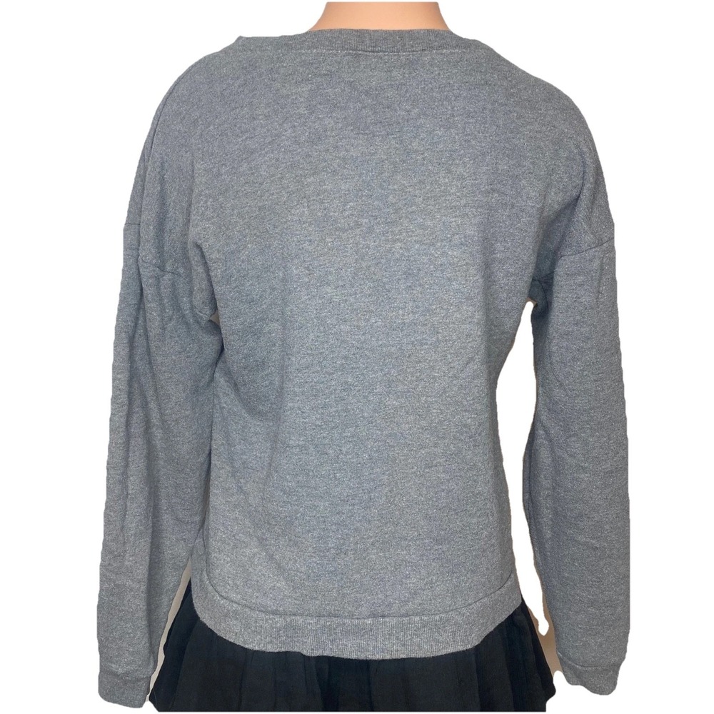 Disney Minnie Mouse Big Face Sweatshirt Womens Small Gray Glasses Polka Dots M - Picture 6 of 10